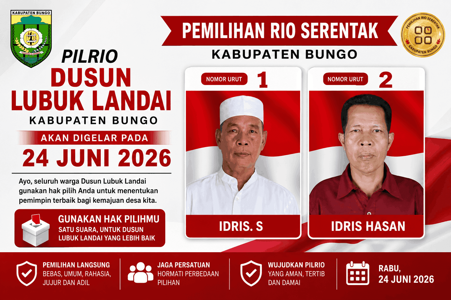 Pilrio Dusun Lubuk Landai Digelar 24 Juni 2026, Warga Diharapkan Gunakan Hak Pilih